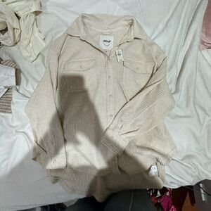 Aerie Light Beige Shirt Jacket